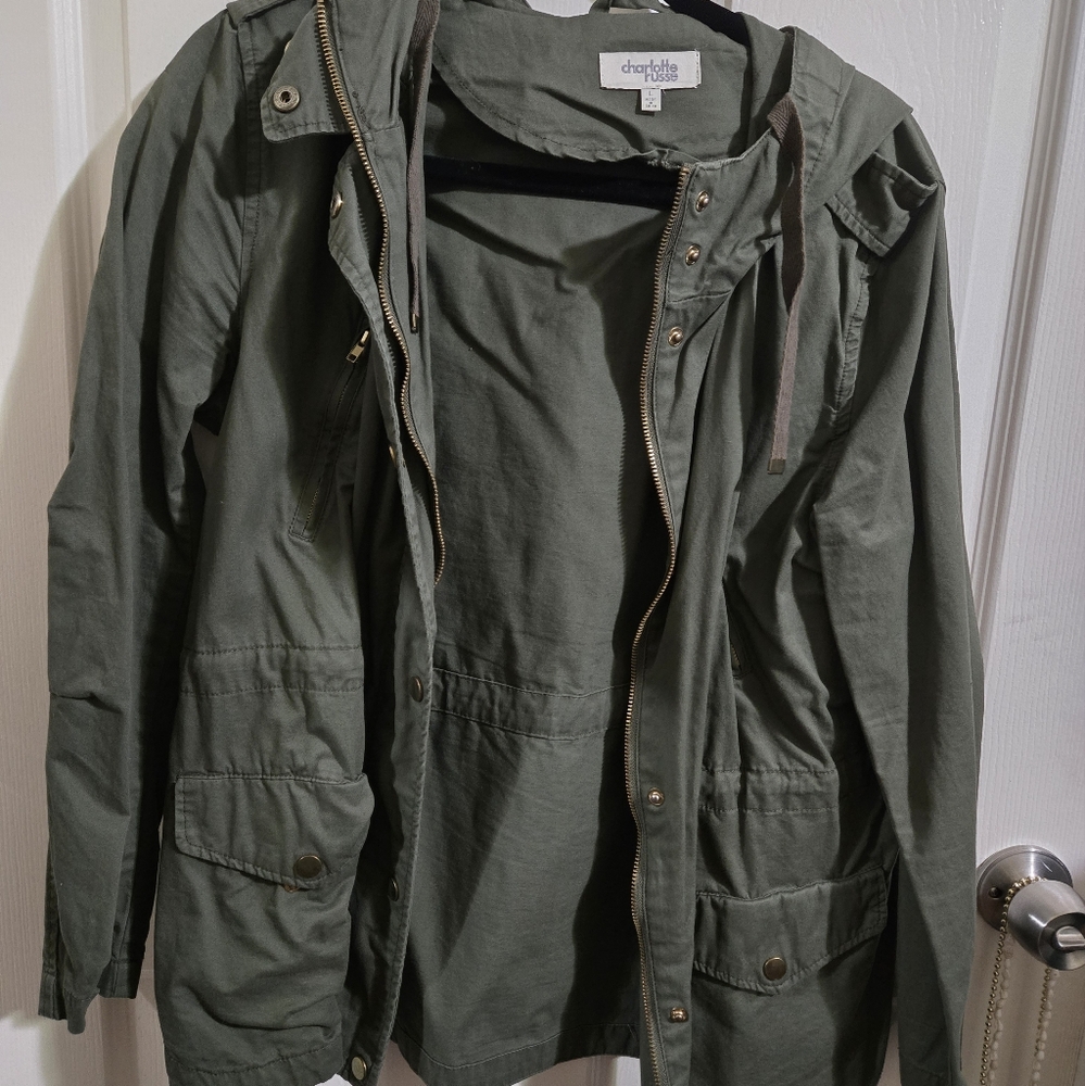 Charlotte Russe Green Utility Jacket Lightweight Casual